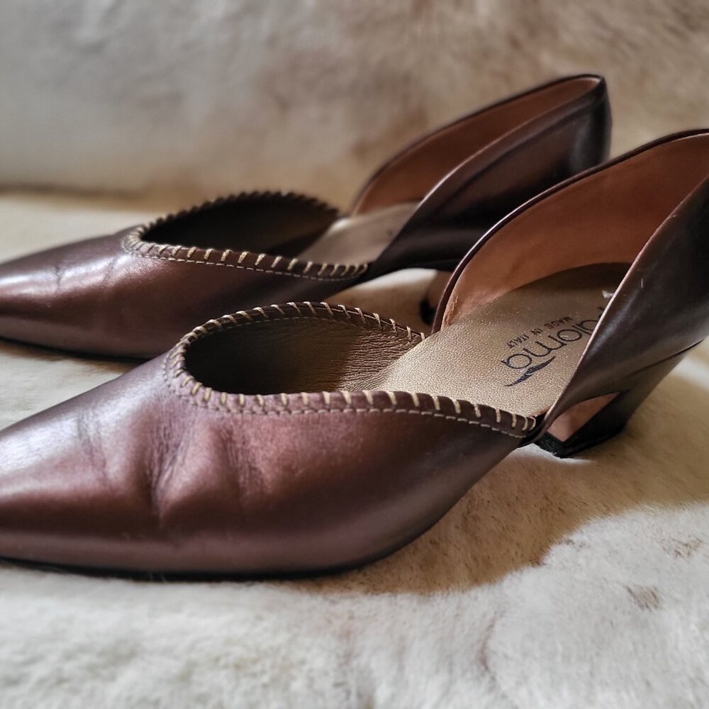 Women's Paloma Bronze Metallic D'Orsay Italian Pump Bronze Gold Accent 8M - Picture 2 of 7